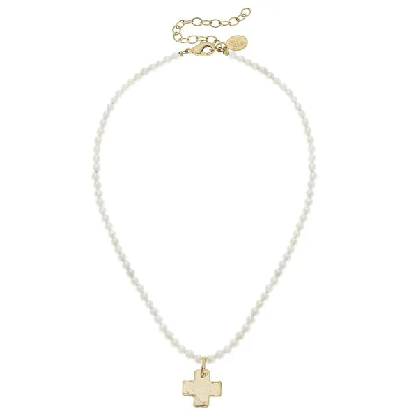 Susan Shaw Gold Cross On Freshwater Pearl Necklace 3342ci