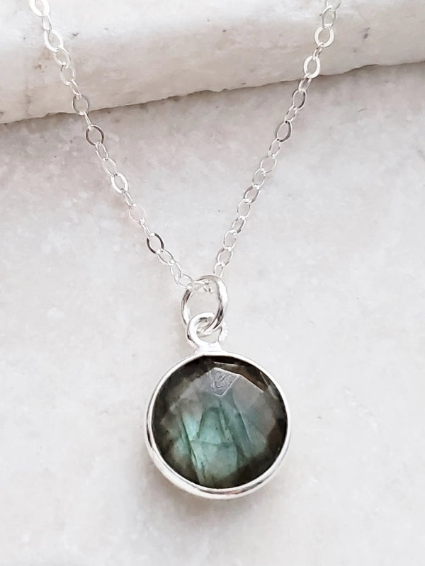 Sosie Designs Silver Round Labradorite Necklace, #2377