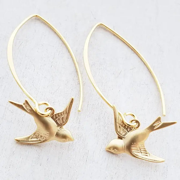 Sosie Designs Vermeil Gold Swallow Bird Earrings, #5461