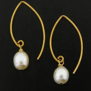 Sosie Designs Gold Marquis White Pearl Earrings, #5204