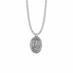 Singer Large oval St. Michael the Archangel pendant 24" pewter SM 3920