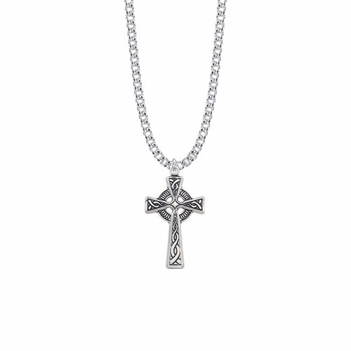 Singer Men's Celtic Cross SX7905SH 24" Sterling Silver, Stainless steel chain
