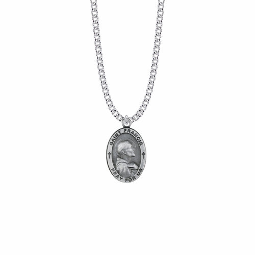 Singer 1 Inch Pewter Oval Saint Francis Medal, Patron Saint of Animals