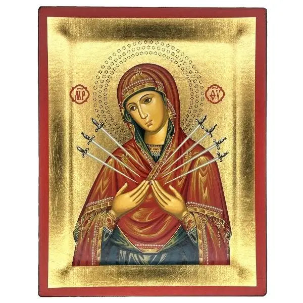 AI Virgin Mary with Seven Swords Silk Screen Icon