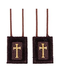 Brown Cross Wool Scapular