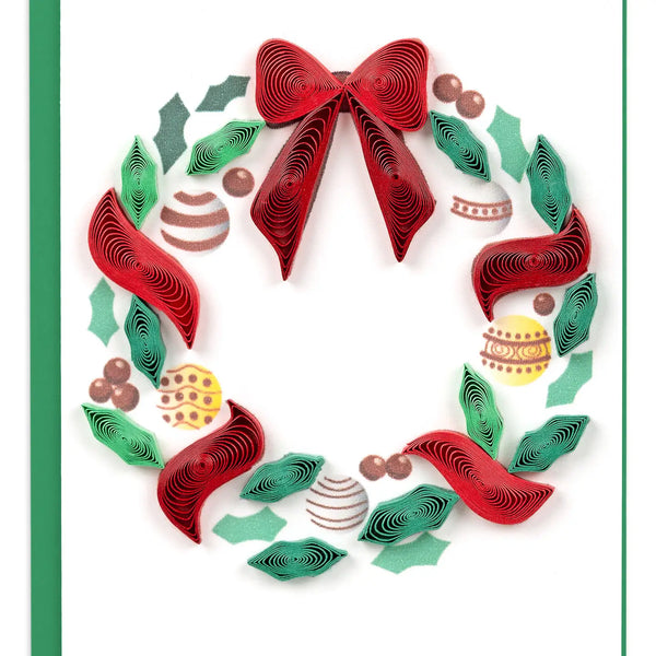 Quilling Card Holiday Wreath with Ornaments Mini Enclosure Card, #5006