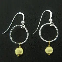 Sosie Designs -Two-Tone Hammered Drop Earrings - Gold/Silver