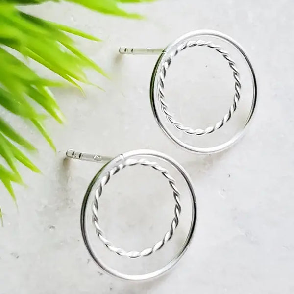 Sosie Designs Silver Double Circle Studs, ST108