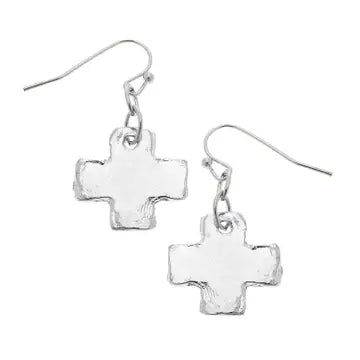 Susan Shaw Small Silver Cross earrings 1725N