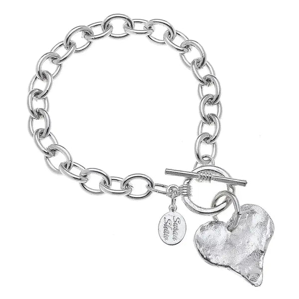 Susan Shaw Silver Heart Chain Bracelet 2510hs