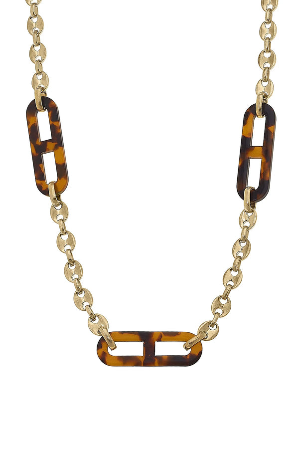 Canvas Style Josie Chair Link Statement Necklace in Tortoise SKU 25333N-TO