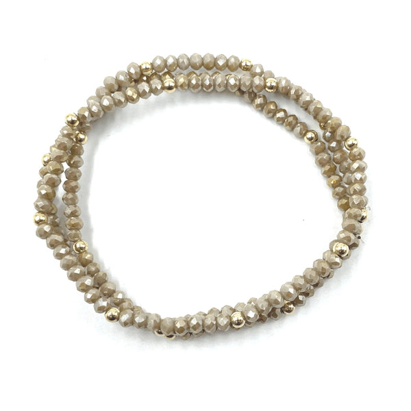 Erin Gray-Og Shimmer Bracelet Stack in Champagne + Gold Filled Waterproof