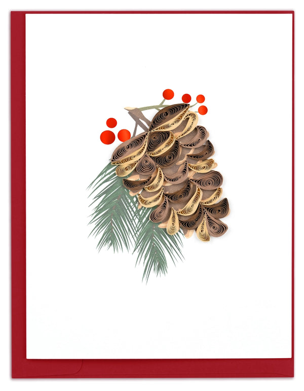 Quilling Card Winter Botanical Note Card, Christmas pinecone, #0034C