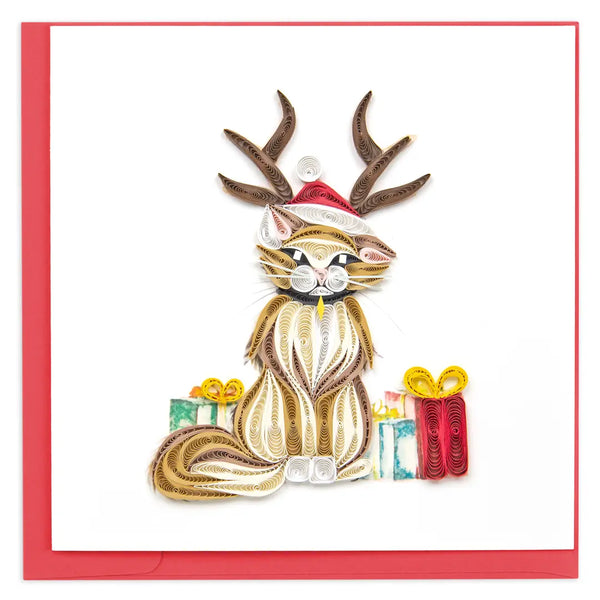 Quilling Card Holiday Cat large greeting card HD694