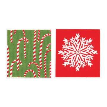 Rockflowerpaper Candy Canes Blu Cloths Reusable Sponge-Cloth, Set of 2- SKU 203-3019