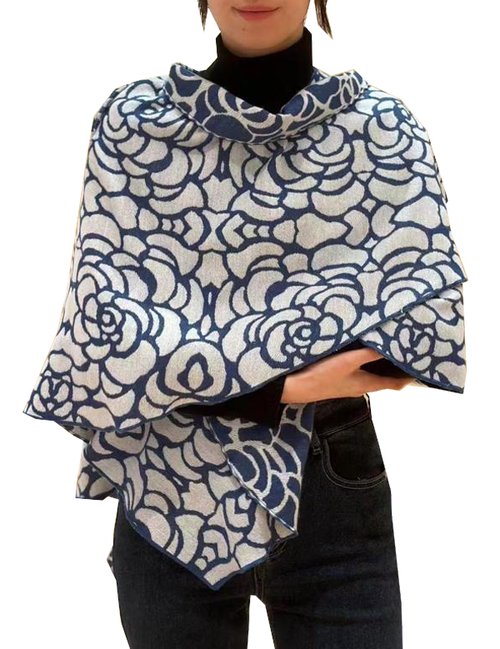 Winding River: Blue / White Nautical Reversible Short Loop Wrap; SKU: 380LS-893