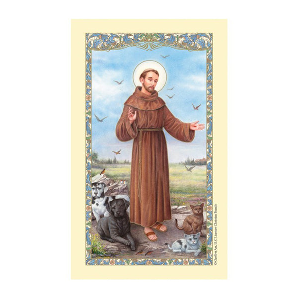 CBC Holy Card St. Francis with Animals, Laminated