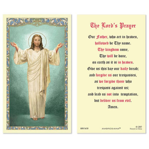 CBC Christ Blessing Laminated Lord's Prayer Prayer Card