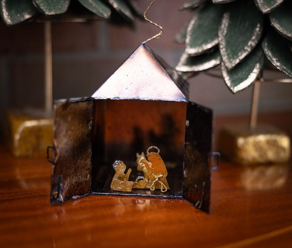 TC Metal Nativity Silhouette in Lantern JM6520