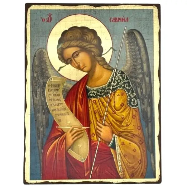 AI Archangel Gabriel Silk Screen Icon, 3.9 x 0.8 x 5.1 in (9.9 x 2 x 13 cm), SW13x10_623