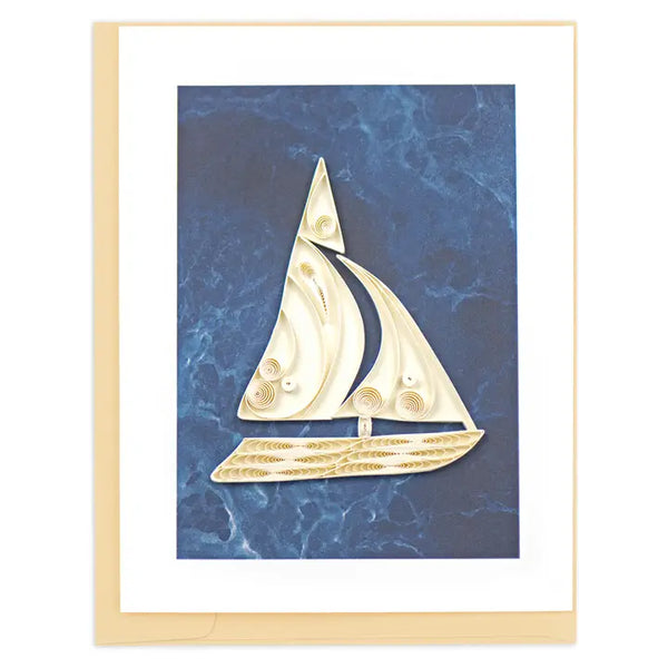 Quilling Card Nautical small notecard, sail boat, 0026B