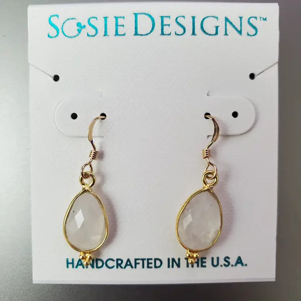 Sosie Designs Gold Gemstone Ornate Teardrop Earrings - Rainbow Moonstone, #5404