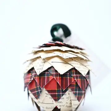 Papyrusaurus-A Christmas Carol Plaid Book Page Ornament - SKU BPO-061