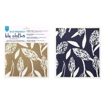 Rockflowrpaper  Artichokes Blu Cloths Reusable Sponge-Cloth, Set of 2 -SKU 203-9805