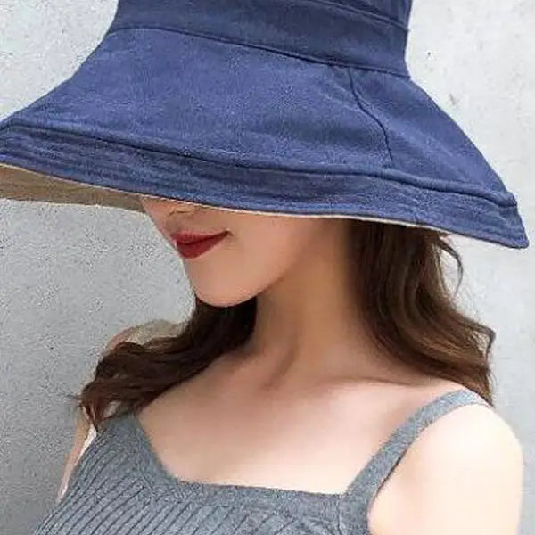 Winding River Navy / Tan Solid Reversible Sun Hat