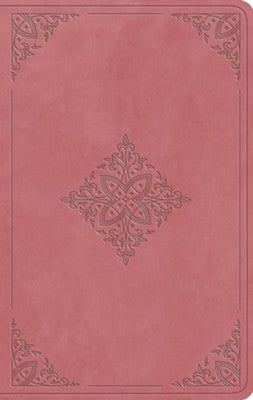 ESV Large Print Value Thinline Bible--soft leather-look, blush rose, fleur-de-lis