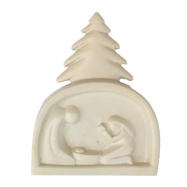 Global Crafts Soapstone Kenya Nativity Sculpture of Holy Family Under Tree KSA5390