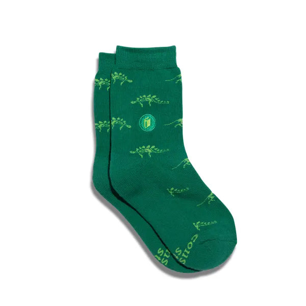 Conscious Step Kid socks that give books (Green Dinosaurs) |YOUTH | YEDU003