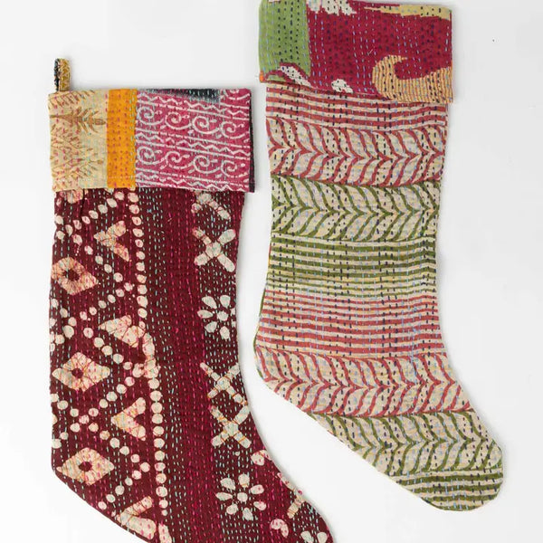 Ten Thousand Villages Kantha Stitched Stocking 6839260