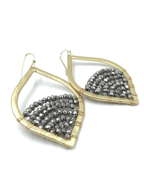 Erin Gray Stargaze Earring with Pyrite Wire-Wrapped Beads