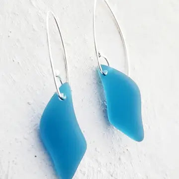 Sosie Designs-Eco Sea Glass Marquis Splash Earrings - Teal