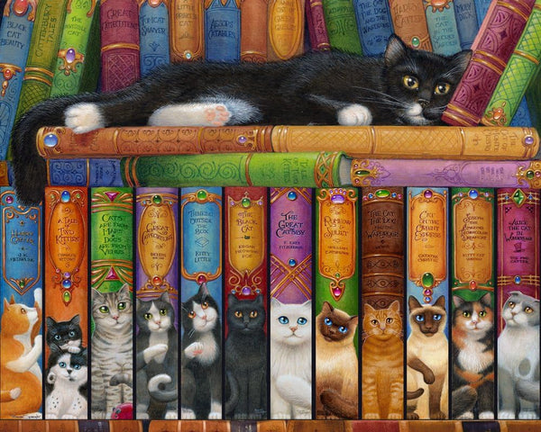 Vermont Christmas Cat Bookshelf Jigsaw 1000 pc. Puzzle VC136