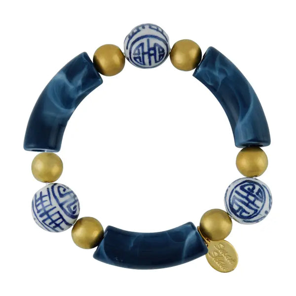 Susan Shaw Navy 3 - Blue & White Charleston Bracelet 2400A