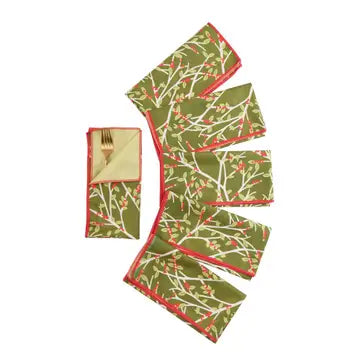 Rockflowerpaper Cardinal Branches Blu Dinner Napkin  217-3034