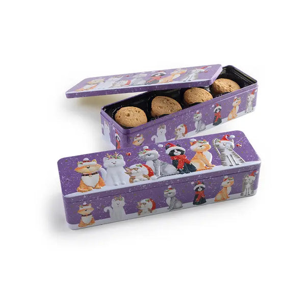 Farmhouse Biscuits Christmas Cat Tin, Stem Ginger Tea Biscuits