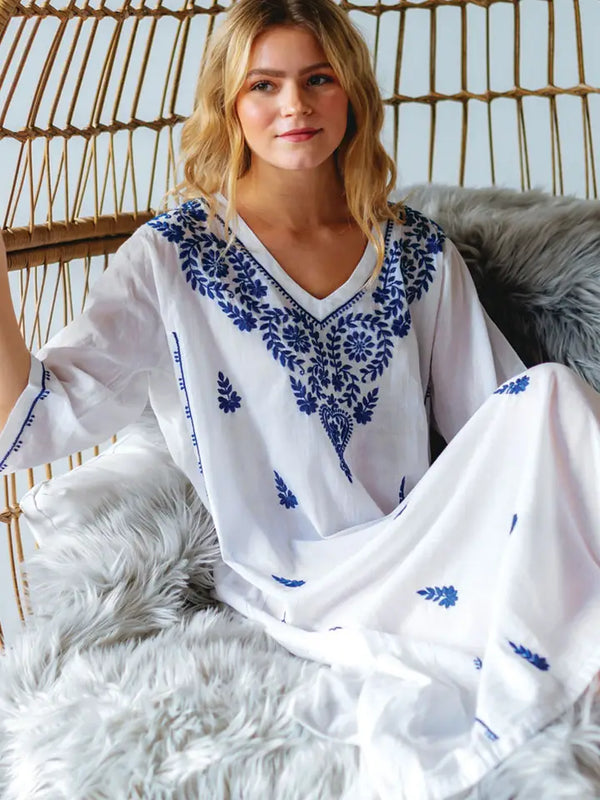 Sevya Handmade Parama Embroidered Caftans, Navy, KT-7.2