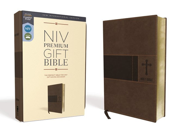 NIV, Premium Gift Bible, Leathersoft, Brown, Red Letter Edition, Comfort Print