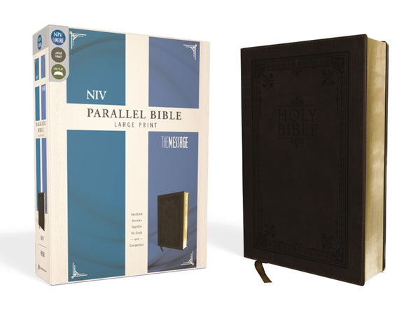Side-By-Side Bible-PR-NIV/MS Large Print Brown Leather : Two Bible Versions Together for Study and Comparison