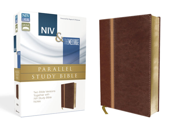 Parallel Study Bible-PR-NIV/Message, Caramel/Dark Brown Leathersoft
