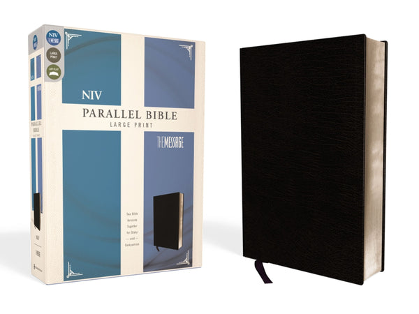 Side-By-Side Bible-PR-NIV/Message -Large Print, Black Bonded Leather