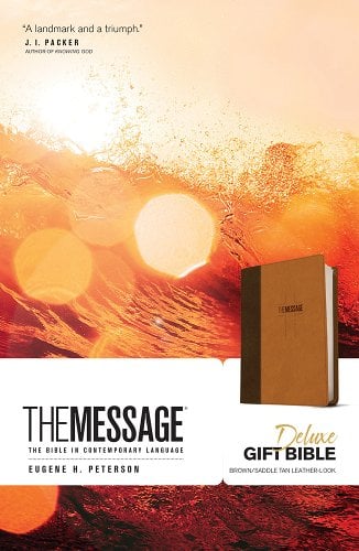 Message Deluxe Gift Bible: The Bible in Contemporary Language: Brown/Saddle Tan Leather-look