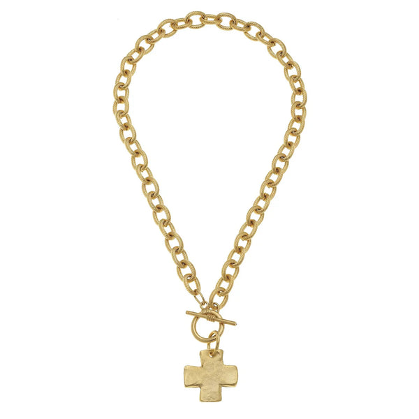 Susan Shaw 20" Gold Front Toggle Cross Necklace 3510CG-20