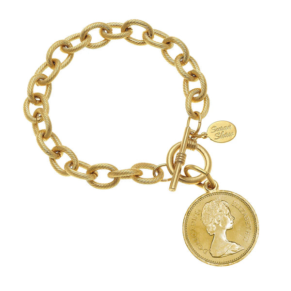 Susan Shaw Queen Elizabeth II Coin Chain Bracelet