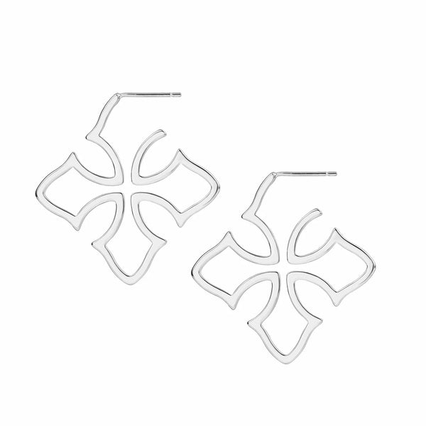 Natalie Wood Designs Grace Cross Hoop Earrings Silver