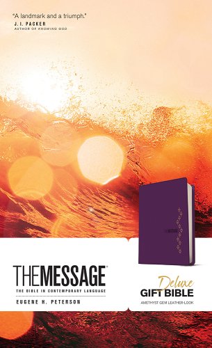 Message Deluxe Gift Bible Amethyst Gem Leather-Look