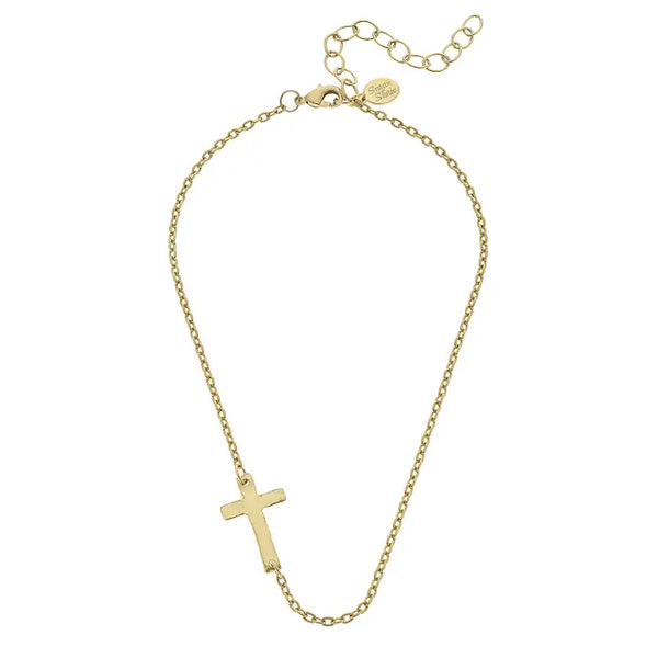 Susan Shaw Gold Sideways Cross Necklace 3576g